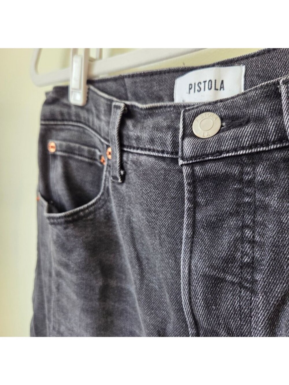 Pistola Eli High Rise Barrel Leg Jeans Ankle Washed Black Sz 28 - Picture 5 of 9